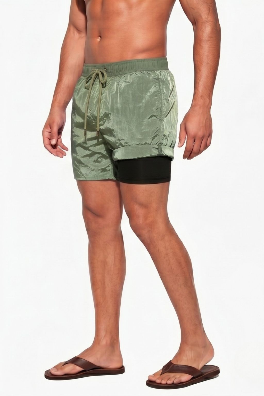 Double-Layer Swim Trunk — Green