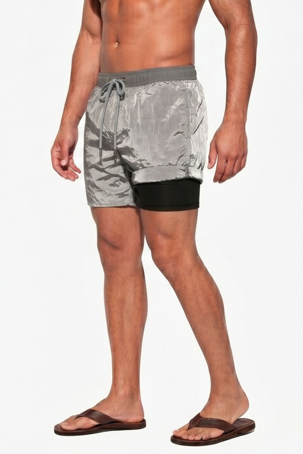 Double-Layer Swim Trunk — Gray