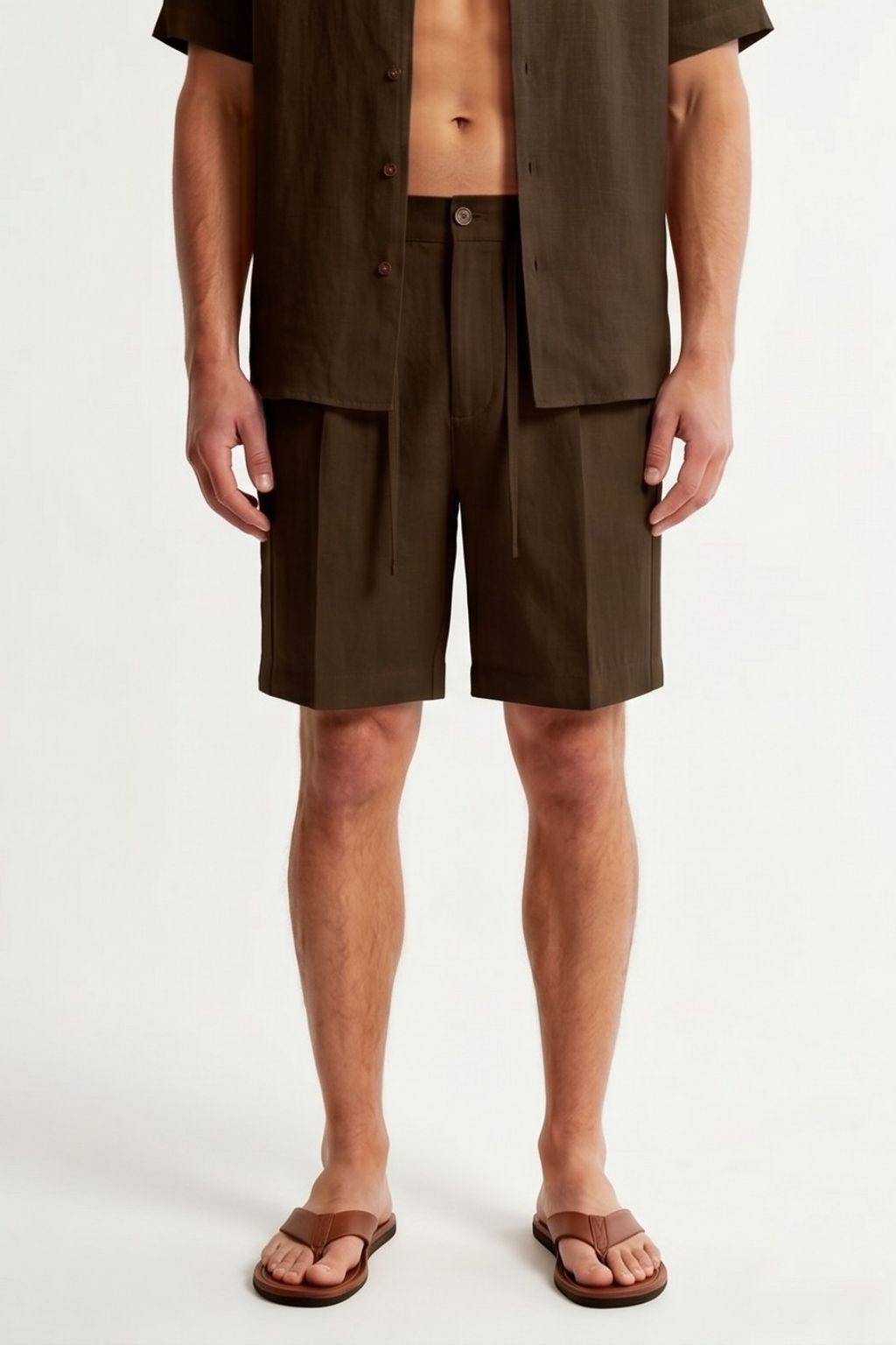Essential Linen Short — Brown