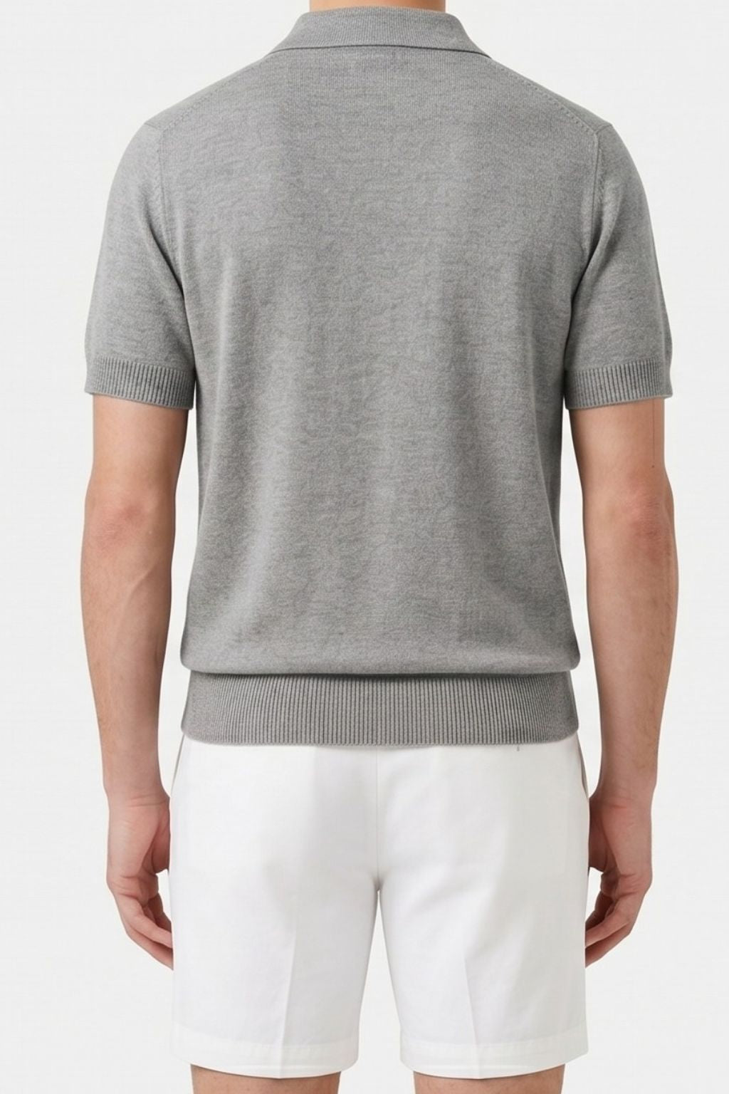 Textured Knit Polo — Gray