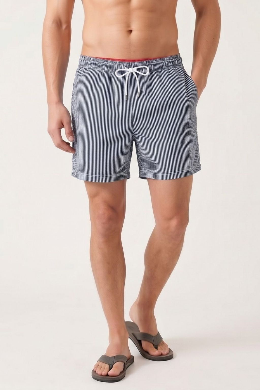 Striped Swim Short — Navy