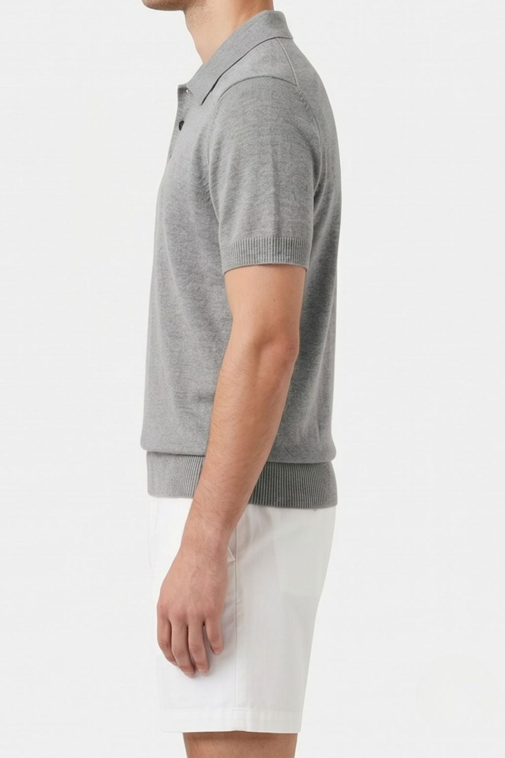 Textured Knit Polo — Gray