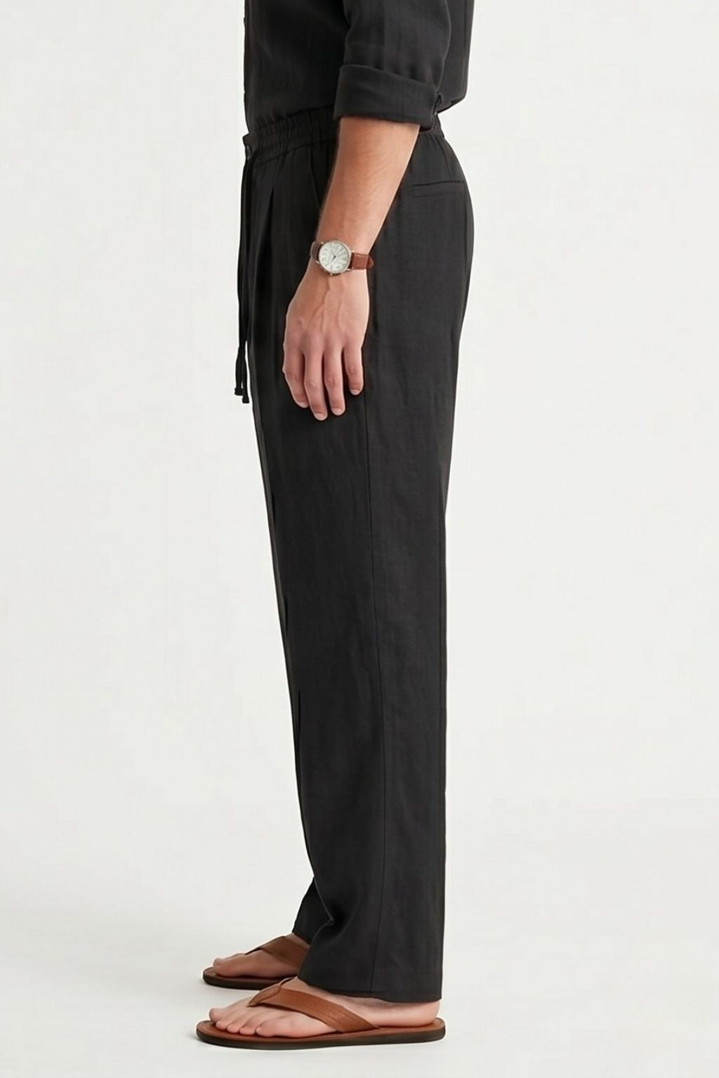 Essential Linen Trouser — Black