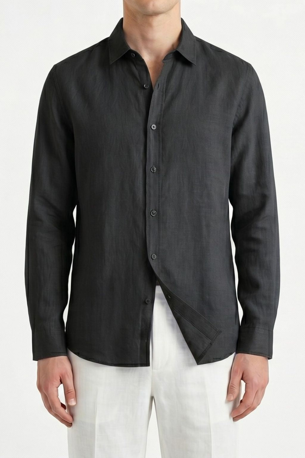 Essential Linen Shirt — Black