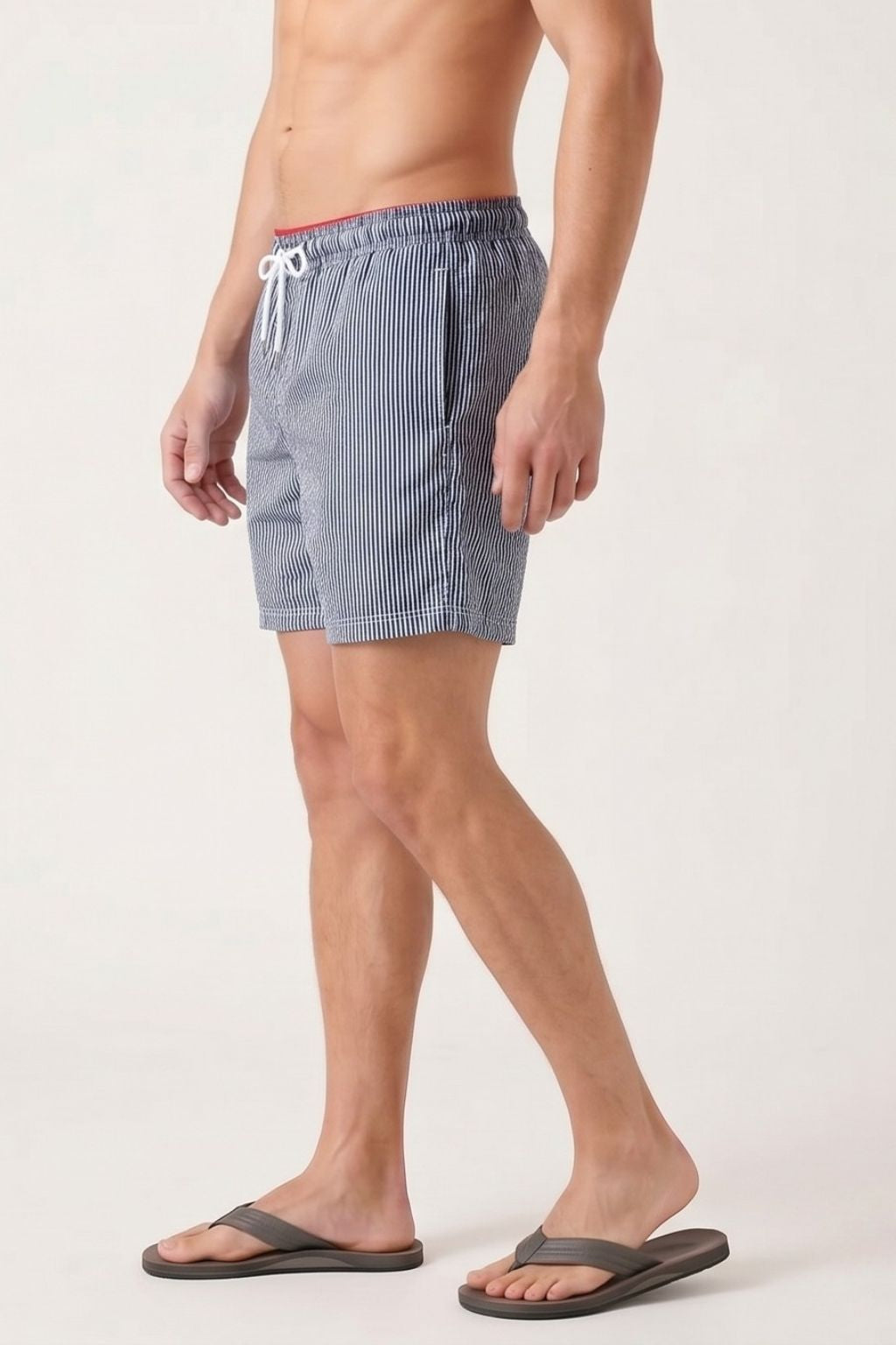 Striped Swim Short — Navy