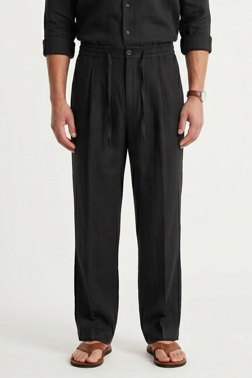 Essential Linen Trouser — Black