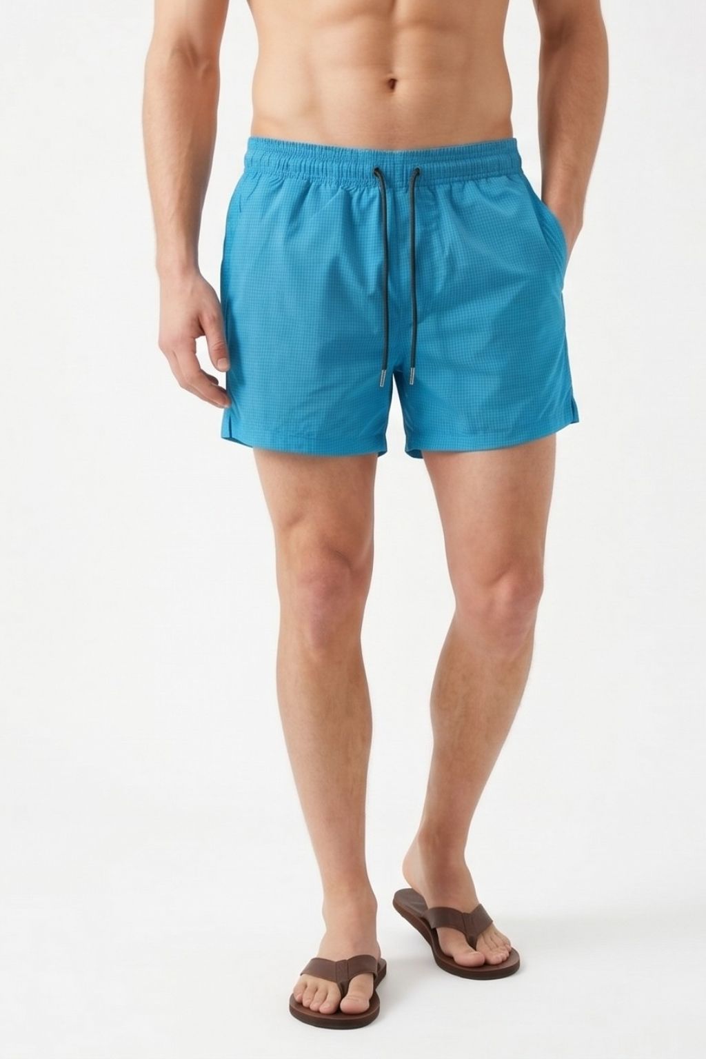 Textured Swim Trunk — Sky Blue