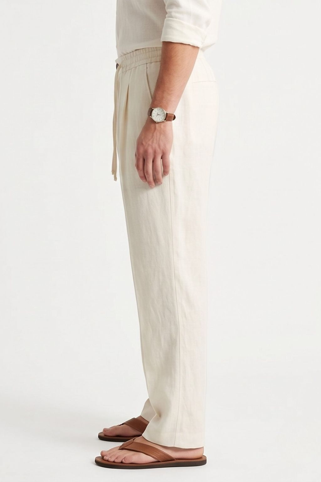 Essential Linen Trouser — Ivory White