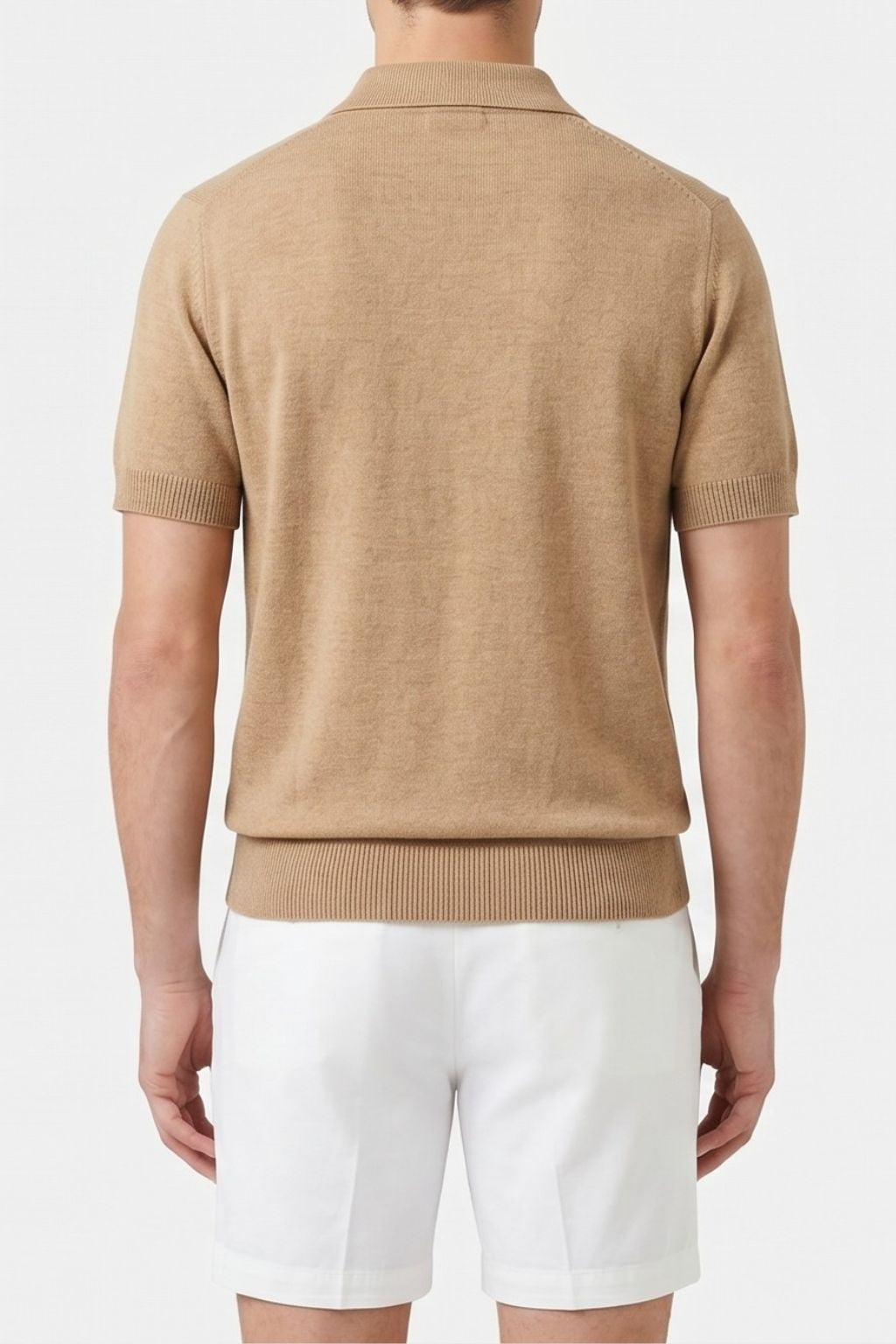Textured Knit Polo — Khaki