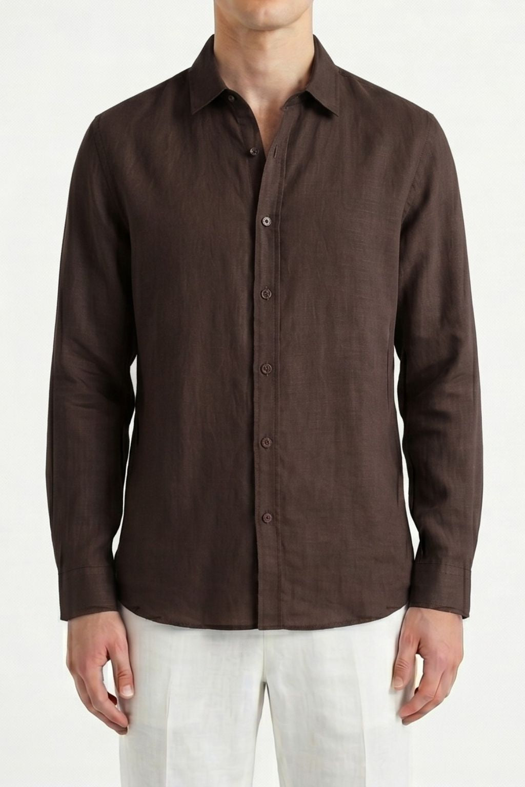 Essential Linen Shirt — Dark Brown