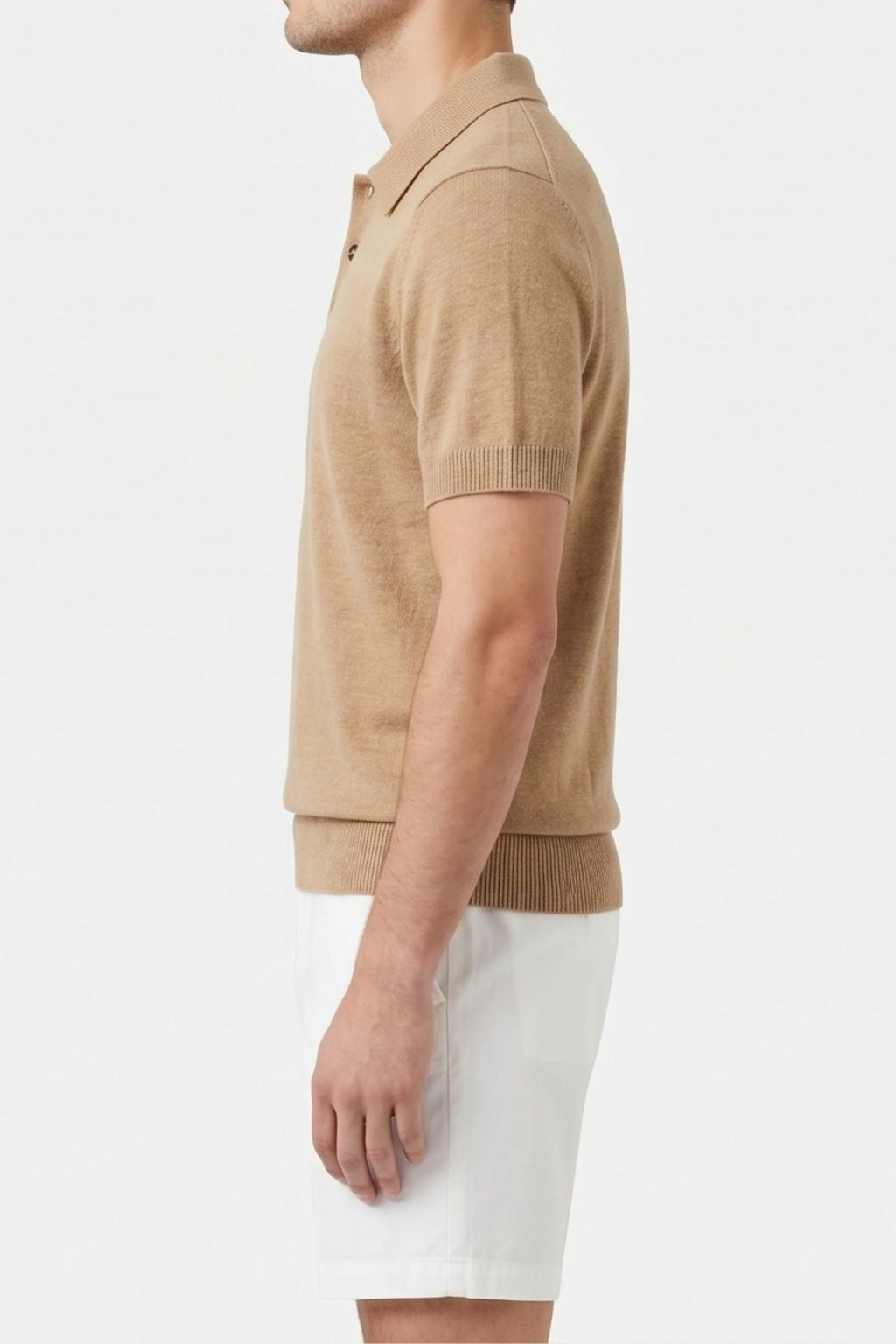 Textured Knit Polo — Khaki