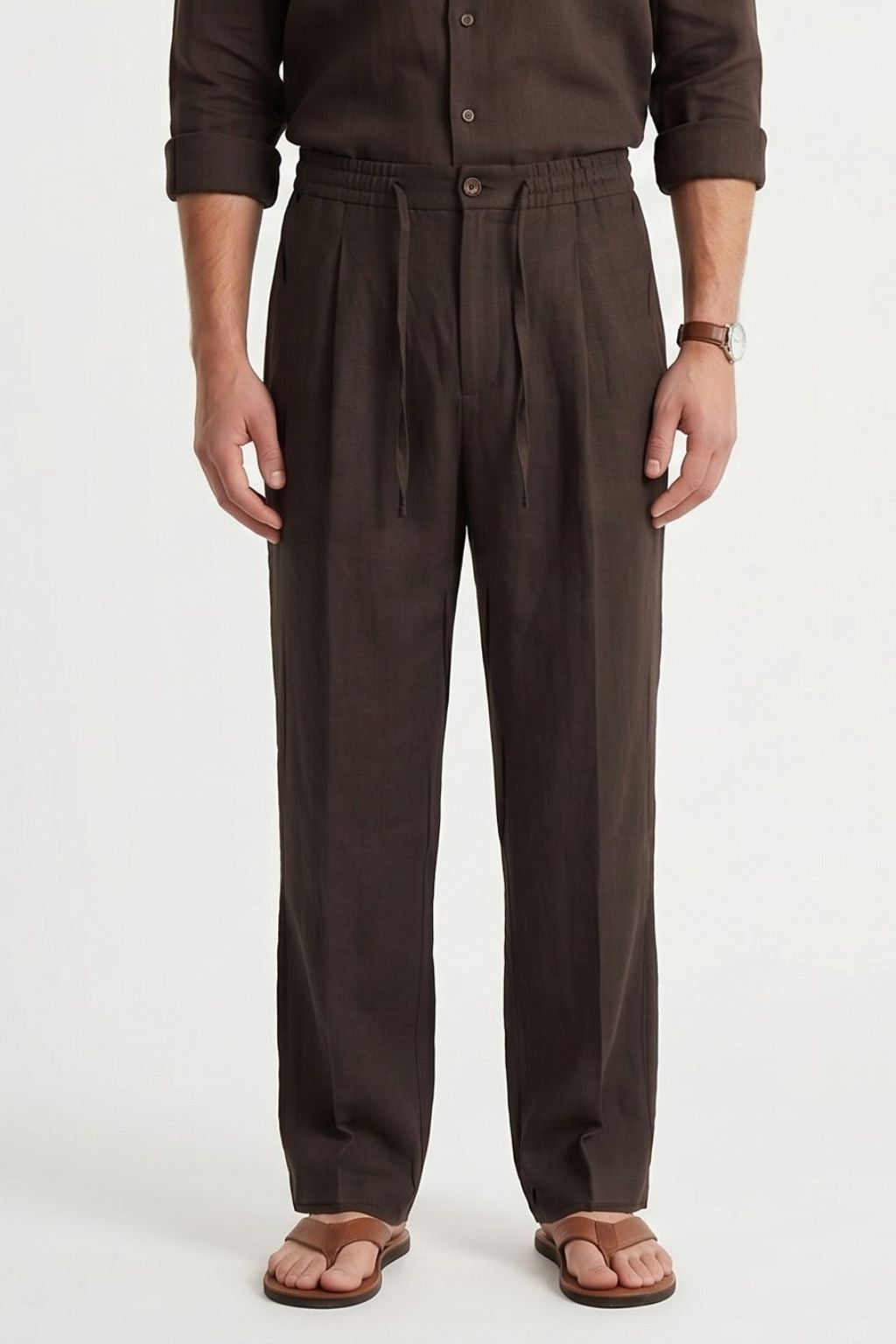 Essential Linen Trouser — Dark Brown