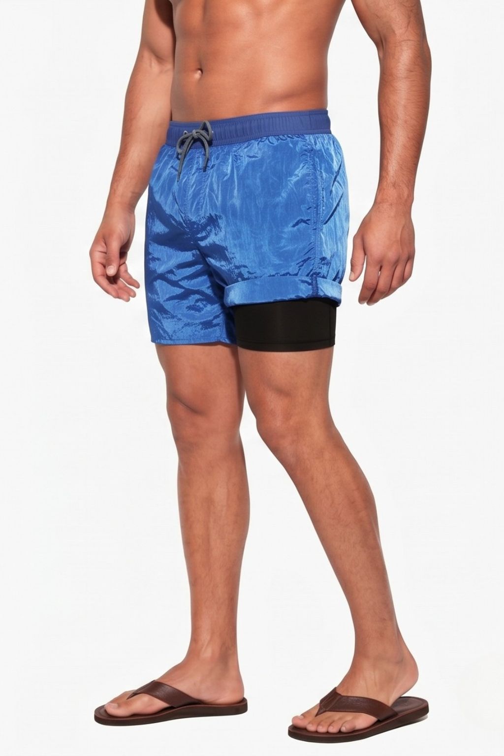 Double-Layer Swim Trunk — Blue