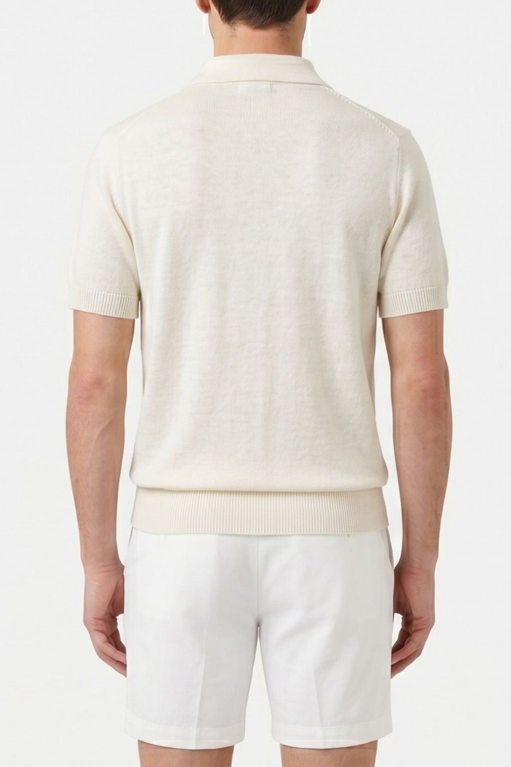 Textured Knit Polo — Ivory White