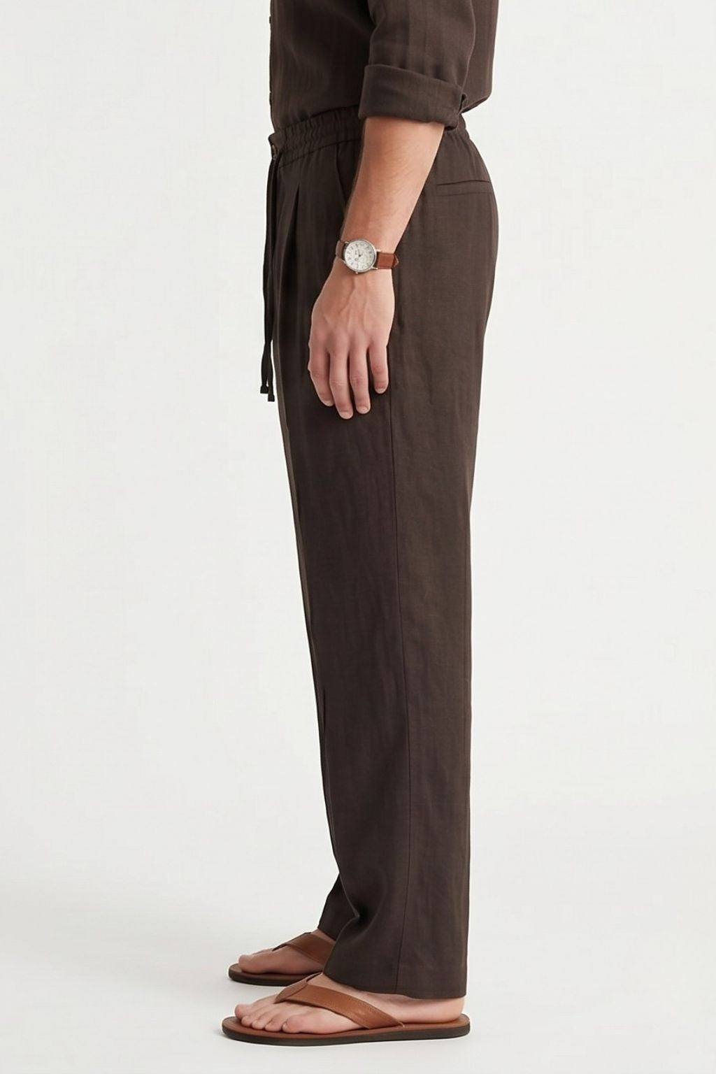 Essential Linen Trouser — Dark Brown