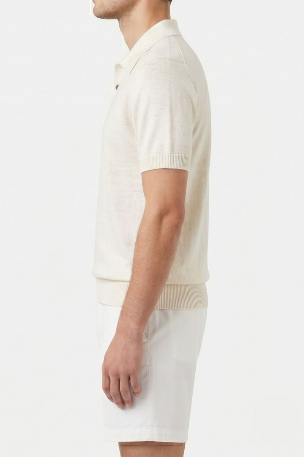 Textured Knit Polo — Ivory White