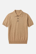 Textured Knit Polo — Khaki