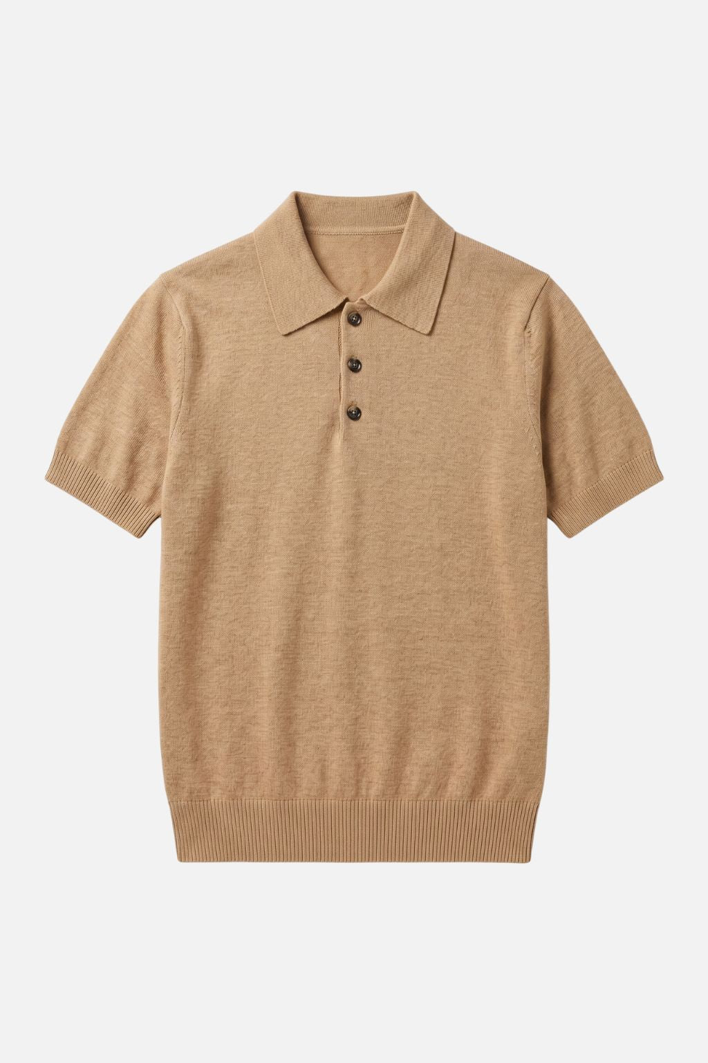 Textured Knit Polo — Khaki