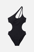 Asymmetric One-Piece Swimsuit — Black