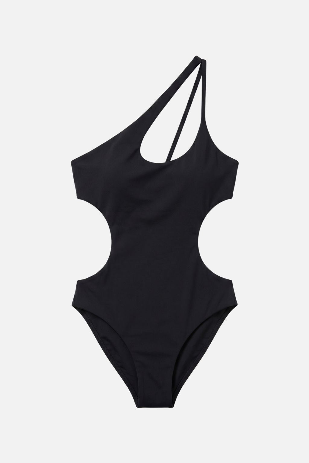 Asymmetric One-Piece Swimsuit — Black