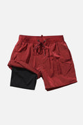 Double-Layer Swim Trunk — Red