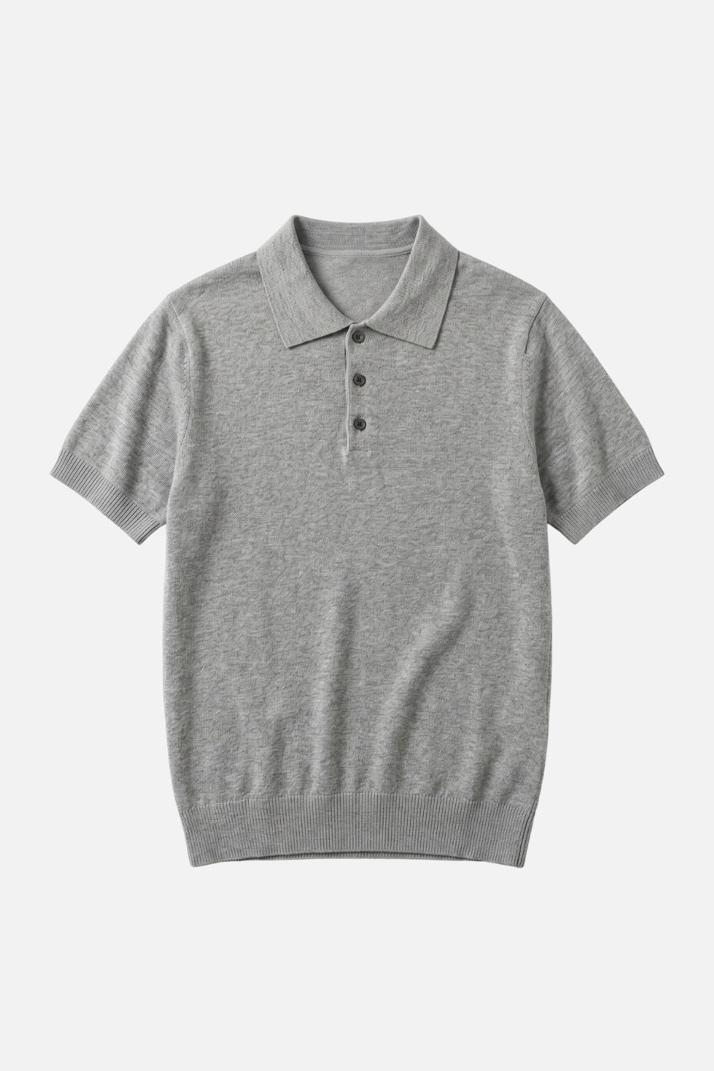 Textured Knit Polo — Gray