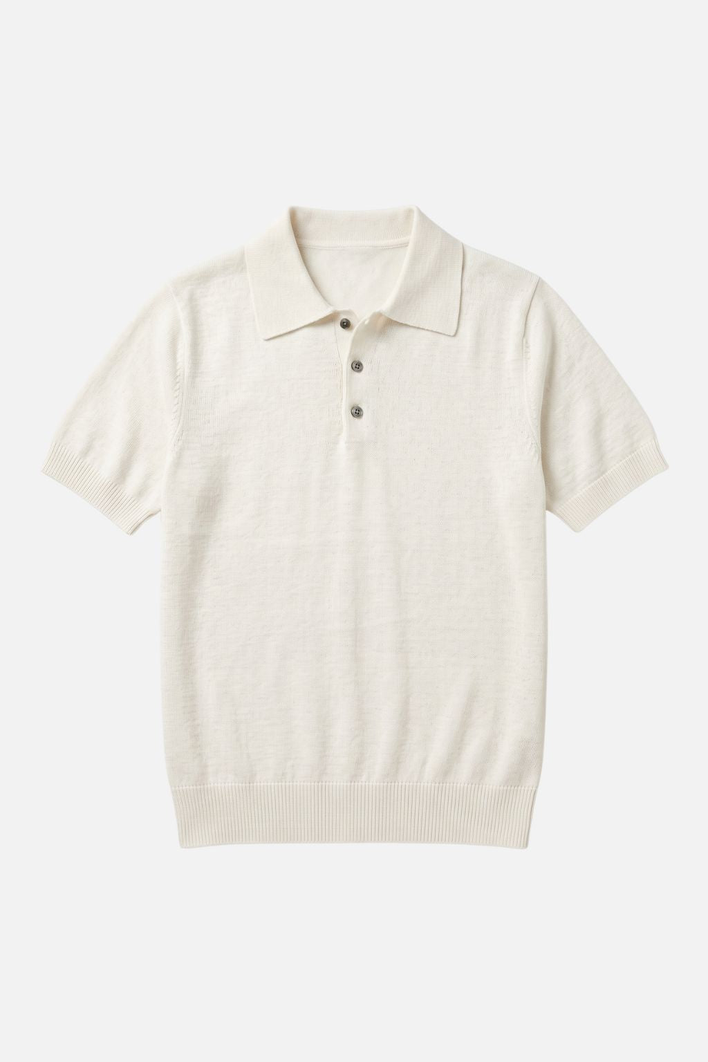 Textured Knit Polo — Ivory White