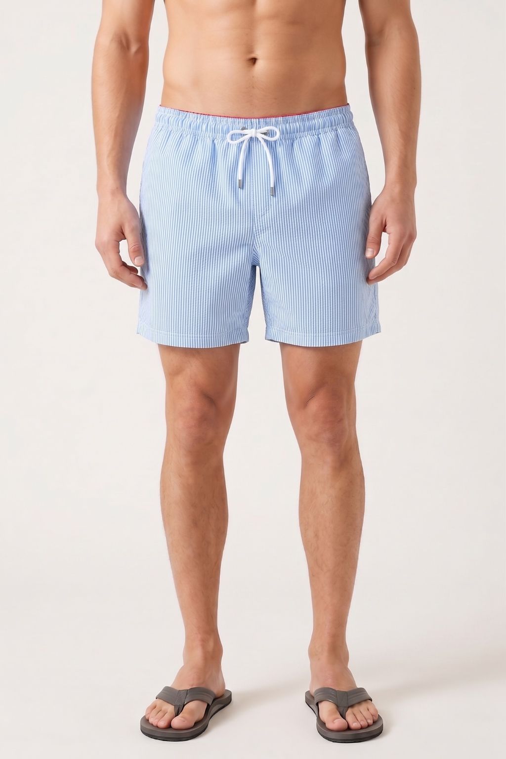 Striped Swim Short — Light Blue