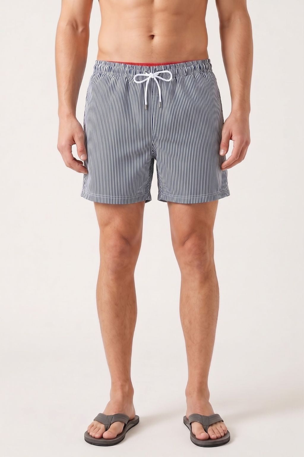 Striped Swim Short — Navy