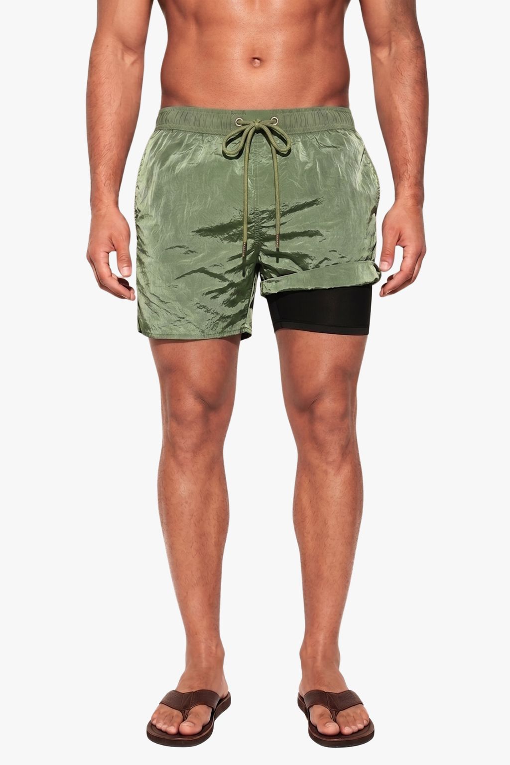 Double-Layer Swim Trunk — Green