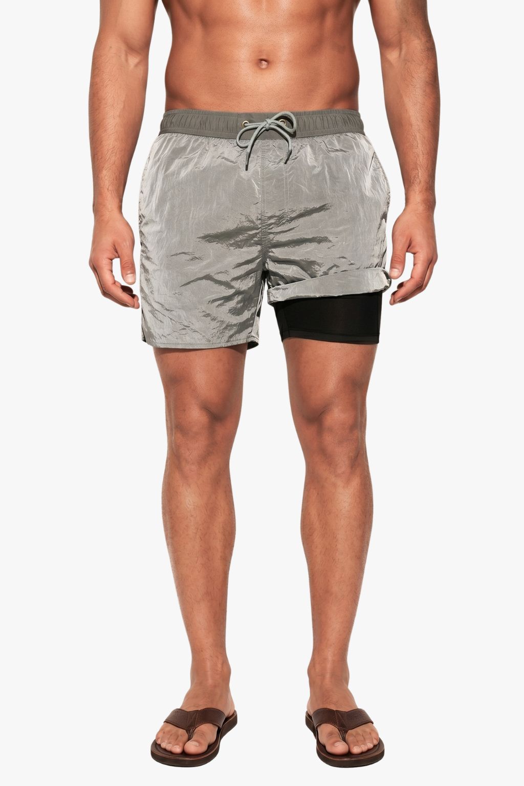 Double-Layer Swim Trunk — Gray